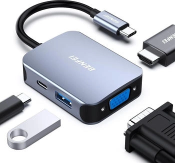 Benfei 4in1 USB-C Hub grau