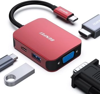 Benfei 4in1 USB-C Hub rot