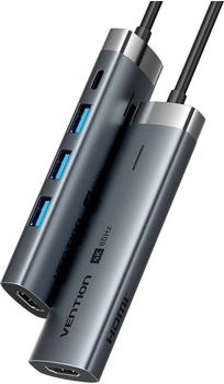 Vention 5-in-1 USB-C zu HDMI / 3x USB 3.0 / USB-C / PD Docking Station Grau (TGMHB)