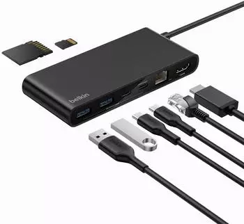 Belkin Connect 8-in-1 USB-C Hub mit Dual USB-C Ports schwarz (INC024hqBK)