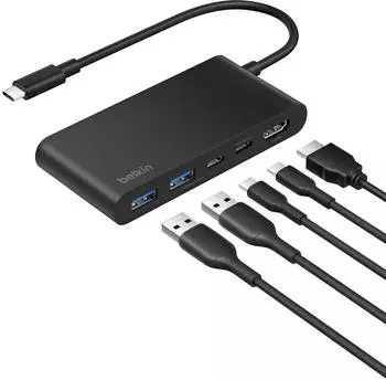 Belkin Connect 5-in-1 USB-C Hub mit Dual USB-C Ports schwarz (AVC022hqBK)