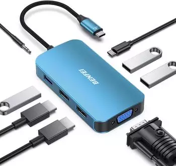 Benfei 8-in-1 USB-C Dock 335 blau