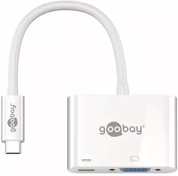 Goobay USB-Verteiler USB-C Multiport Adapter VGA und USB-C Wei&szlig; (62107)