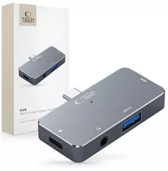 Tech-Protect USB-C Hub 4in1 HDMI PD100W Grau (24031-0)