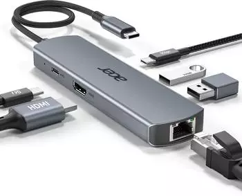 Acer USB C Hub Docking Station 4K HDMI Ethernet 1000Mbps USB-A Typ-C MacBook (ODK5D0)