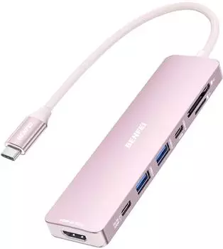 Benfei 7-in-1 USB C Hub mit HDMI 4K@60Hz 2 USB-A 1 USB-C Daten (000395pink)