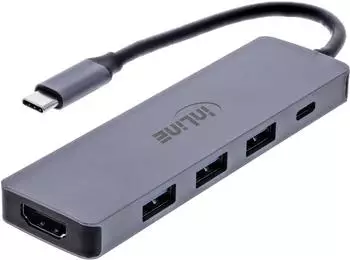 InLine Multifunktions-Hub 3x USB-A 5 Gb/s HDMI 4K/60 Hz USB-C PD 100 W (33271A)