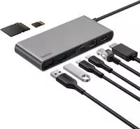 Connect 8-in-1 USB-C Hub with Dual USB-C Ports - Silver