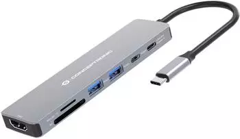 Conceptronic 7-in-1 USB-C Dockingstation HDMI USB-C 2X USB-A 25 cm Kabel Portabler Hub