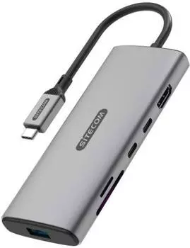 Sitecom Hub Multiporta USB-C (USB-C) Dockingstation + USB Hub Silber (CN-5601)