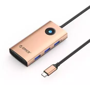 Orico PW11 6-in-1 USB-C Dockingstation (3x USB-A 3.0 1x USB-C PD 100W USB-Adapter (PW11-6P25R-RG-EP)