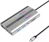 Orico XDR 12-in-1 RGB USB-C Dockingstation mit USB-A, USB-C PD, 100 W, 2x HDMI...