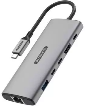 Sitecom USB-Verteiler 6 in 1 USB C Hub mit 100W Power Delivery HDMI und LAN (CN-5606)