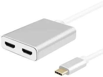 Helos Splitter USB 3.1 Type-C auf 2x HDMI 4K, silber (288384)