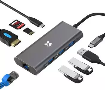 XtremeMac XWH-HUB8-13 USB-C Dockingstation, 8 Ports (XWH-HUB8-13)