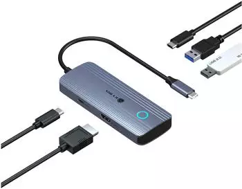 Raidsonic Icy Box IB-DK4081-SO (USB-C 3 Ports) Dockingstation + USB Hub Grau (61211)