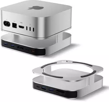 Benfei Mac mini M4 Dock NVMe SSD Gehäuse 4K DisplayPort Hub USB 10Gbps (000438silver)