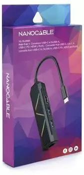Nanocable USB-C Hub 5-in-1, USB-A/USB-C/HDMI/RJ45/PD 100W (10.16.0501)