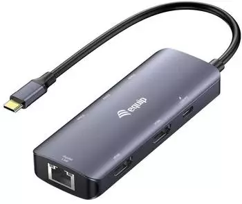Equip USB-C 7-in-1 MST Adapter Dual-HDMI 4K/RJ45/100W PD (133501)