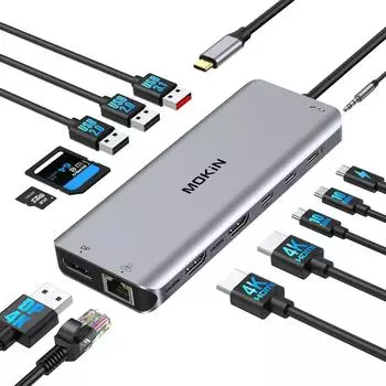 Mokin Docking Station Laptop USB C 2 Monitore Multiport Adapter MacBook (MOUC0231)