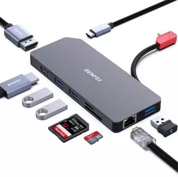 Benfei 9-in-1 USB-C Dockingstation mit MST und HDMI (000356black)
