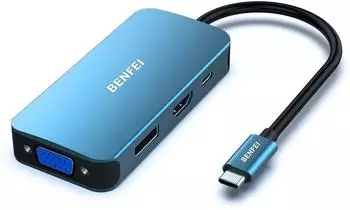 Benfei 4-in-1 USB-C Hub auf HDMI VGA und DisplayPort (000309blue)