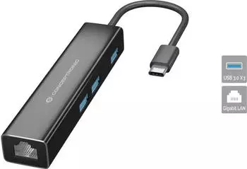 Conceptronic DONN07B USB-C Hub, 3x USB 3.0, RJ-45 Gigabit (DONN07B)