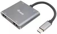 Equip USB-C 4-in-1 Dual-HDMI-Adapter, USB 3.0, 100W USB PD