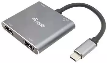 Equip USB-C 4-in-1 Dual-HDMI-Adapter USB 3.0 100W USB PD HDMI-Adapter