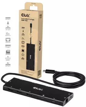 Club3D USB-C 12in1-HUB>3xHDMI/3xUSB-C/USB/LAN 8K30Hz PD140W retail (CSV-2556)