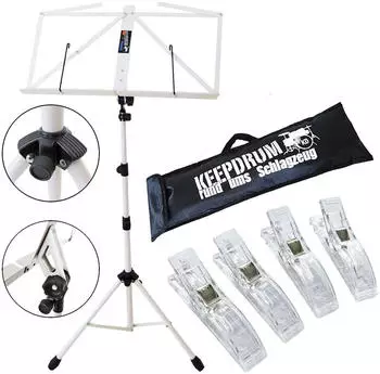Keepdrum MUS3WH Notenpult Weiss mit 4 Notenklammern