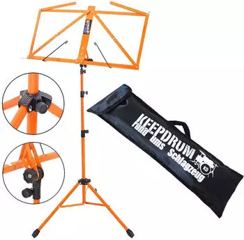 Keepdrum MUS3OR Notenständer Orange mit Tasche