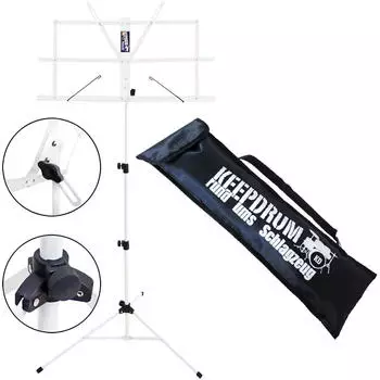Keepdrum MUS2WH Notenständer Weiss mit Tasche