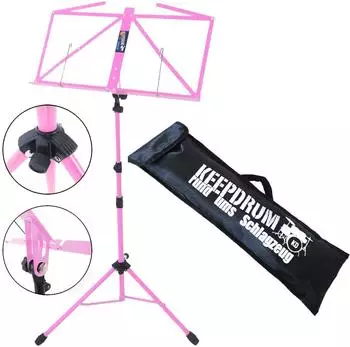 Keepdrum MUS3PK Notenständer Pink Rosa mit Tasche