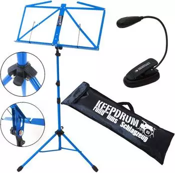 Keepdrum MUS3BL Notenständer Blau mit Leuchte