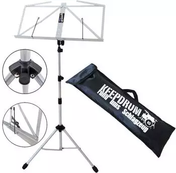 Keepdrum MUS3SV Notenständer Silber mit Tasche