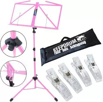 Keepdrum MUS3PK Notenpult Pink mit 4 Notenklammern