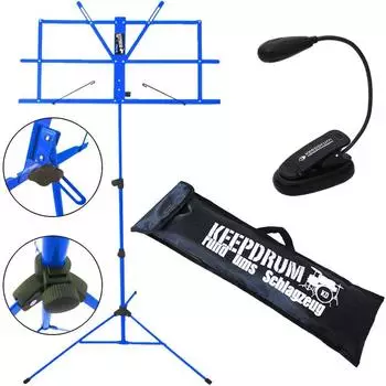 Keepdrum MUS2BL Notenständer Blau mit Leuchte
