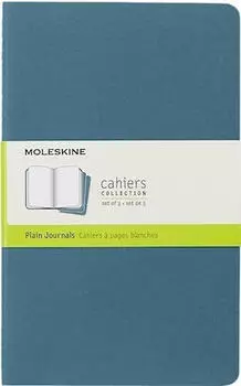 Moleskine Notizheft Cahier Large Softcover 3er Set brisk blue blanko