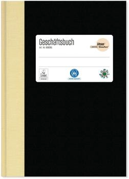 Ursus Gesch&auml;ftsbuch DIN A6, 5 mm kariert, 96 Blatt, 80g/m&sup2; Recyclingpapier, Leineneinband (608391)