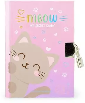 Legami Geheimes Tagebuch mit illustriertem Hardcover und Vorhängeschloss Kitty