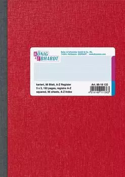 Brunnen König & Ebhardt Kladde | A6, 192 Seiten, kariert, Karton, rot