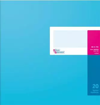 Brunnen König & Ebhardt Spaltenbuch mit Kopfleiste | 277×255 mm, 80 Seiten, 20 Spalten, Karton, magenta/hellblau