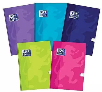 Oxford Touch Notizbuch A5 kariert, 96 Blätter, Hardcover, 5er-Pack (400175290)