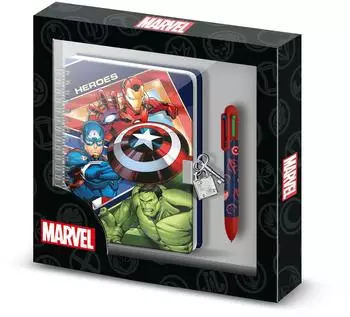 Karactermania The Avengers Battle-Set A5-Tagebuch + 6-Farb-Kugelschreiber, Blau (09357)
