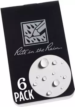 Rite in the Rain OTG Notizbuch Schwarz, blanko, 6er-Pack (OTG771L)
