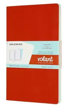 Moleskine Volant Notizheft liniert Soft Cover Large/A5 Korallrot/Aquamarinblau 2er-Set (QP721F16B24)