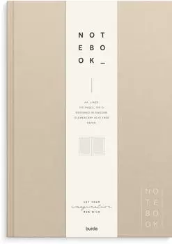Burde Notizbuch Textil, beige, liniert, A4