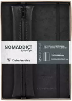 Clairefontaine Nomaddict Set Notizbuch A5 DOT + Federmäppchen, schwarz (793438C)