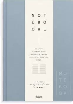 Burde Notizbuch Textil hellblau liniert A5 (7392620755600)